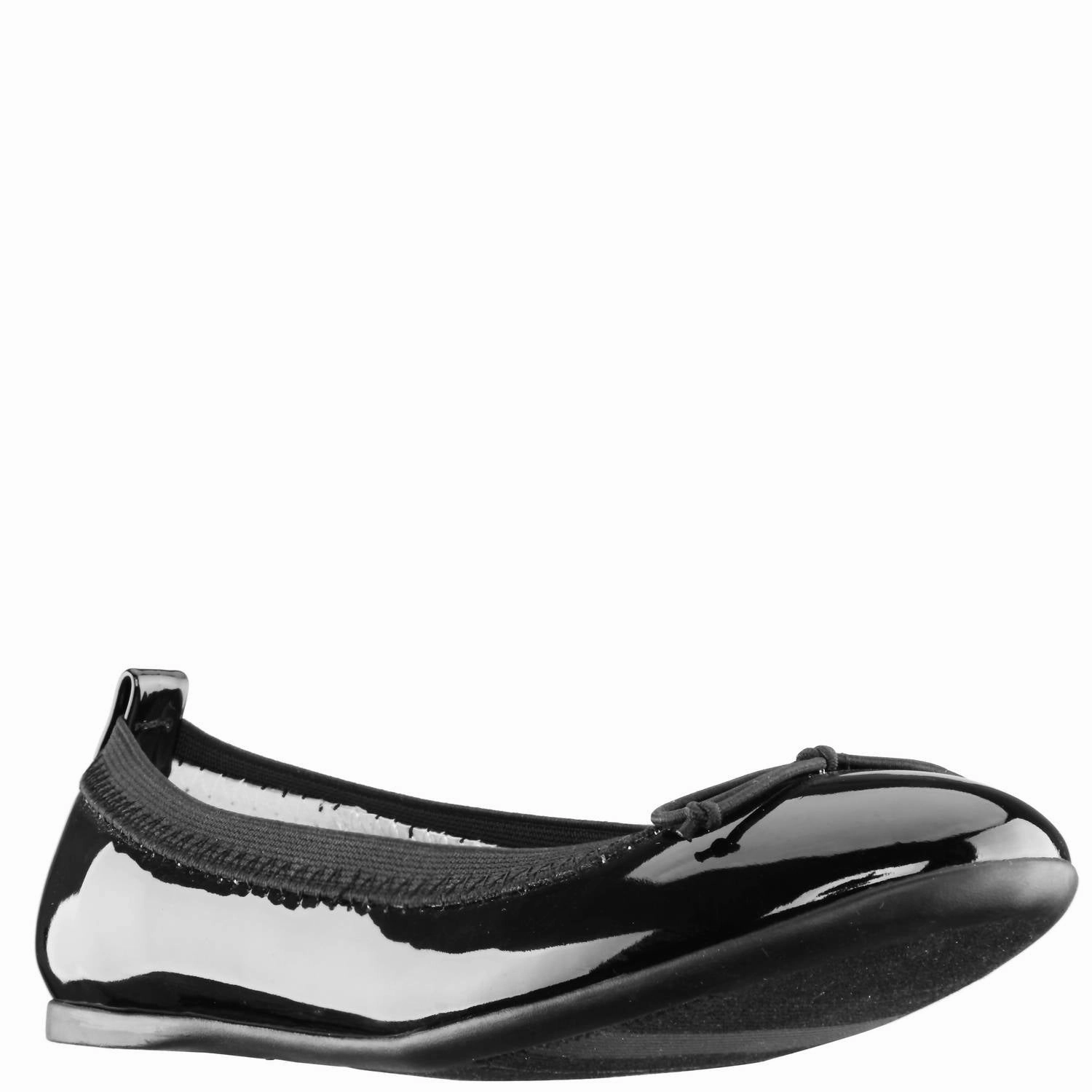 Kid's Esther Shoes In Black Patent Contoured Fit Stretchable Tongue