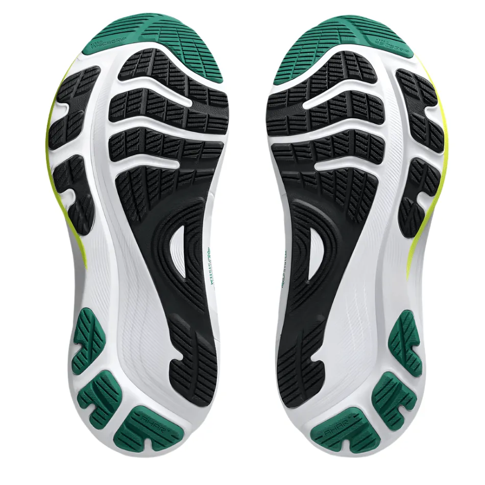 Pressure Distribution Tech Heat dissipation ASICS Men's GEL-KAYANO 32 Running Shoes in Black/Jasper Green AW25