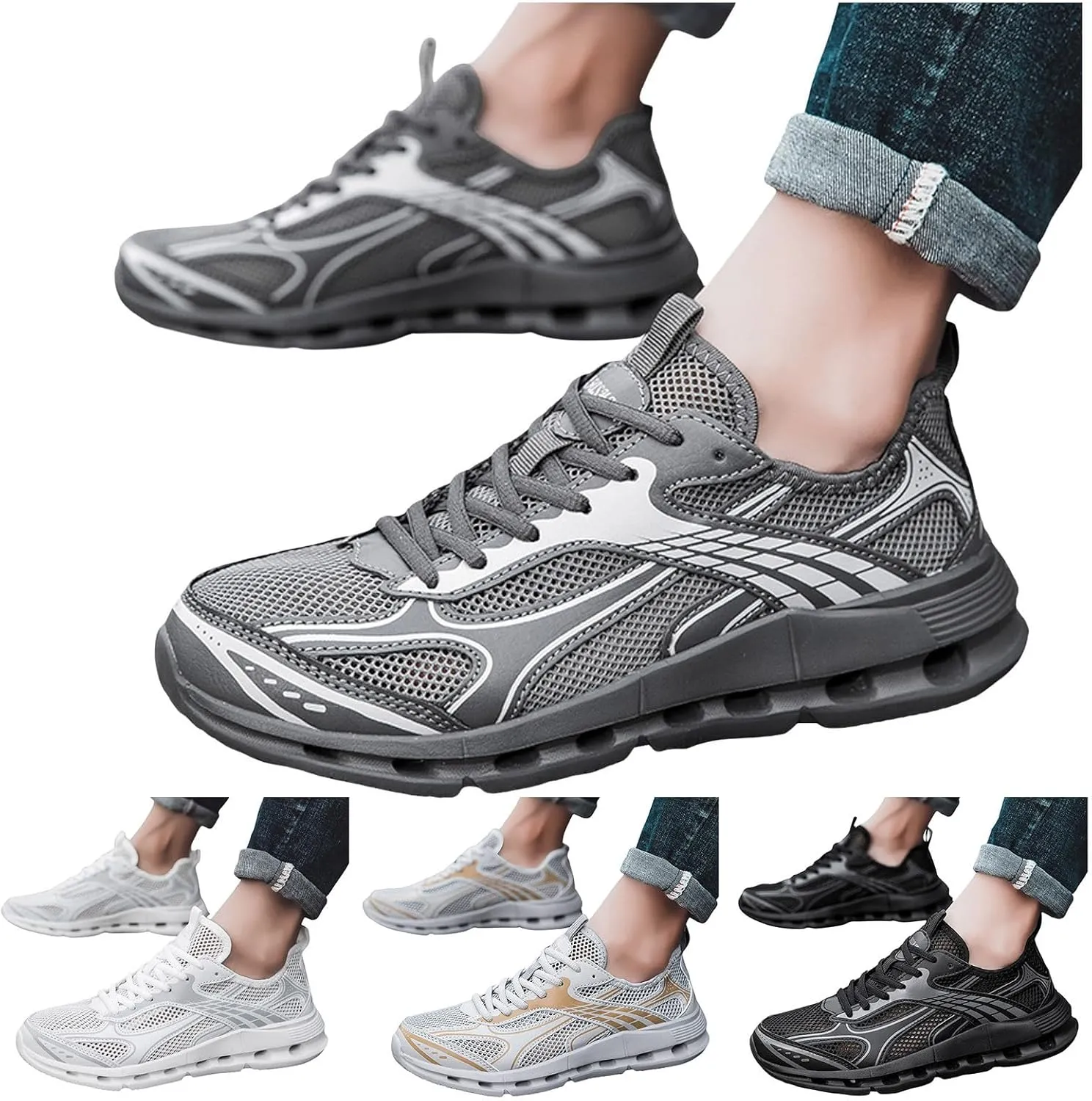 Arch Support Sports Shoes for Men Comfortable Breathable Stretch Canvas Slip on Sneaker Casual Labor Work Shoes