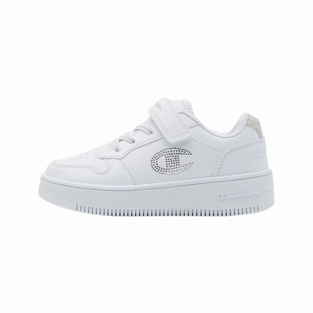 Champion scarpa sneakers con zeppa da bambina Rebound Platform Metal Glitter S32753 WW001 bianco volleyball - compatible shoes Thermo Regulating Insole