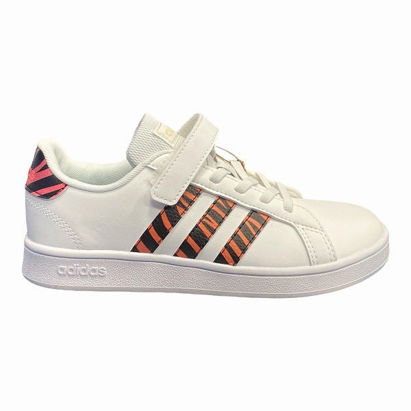 Adidas scarpa sneakers da bambini Grand Court EL C GZ1075 bianco-nero-rosso acido park running shoe setting