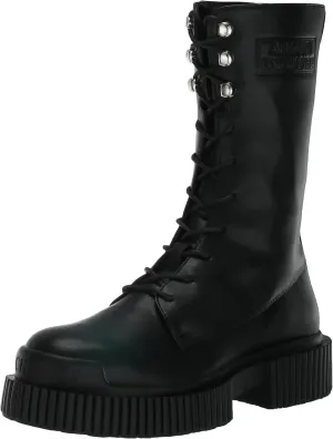 Armani Exchange Women's Platform Chunky Sole Leather Lace Up Combat Boot