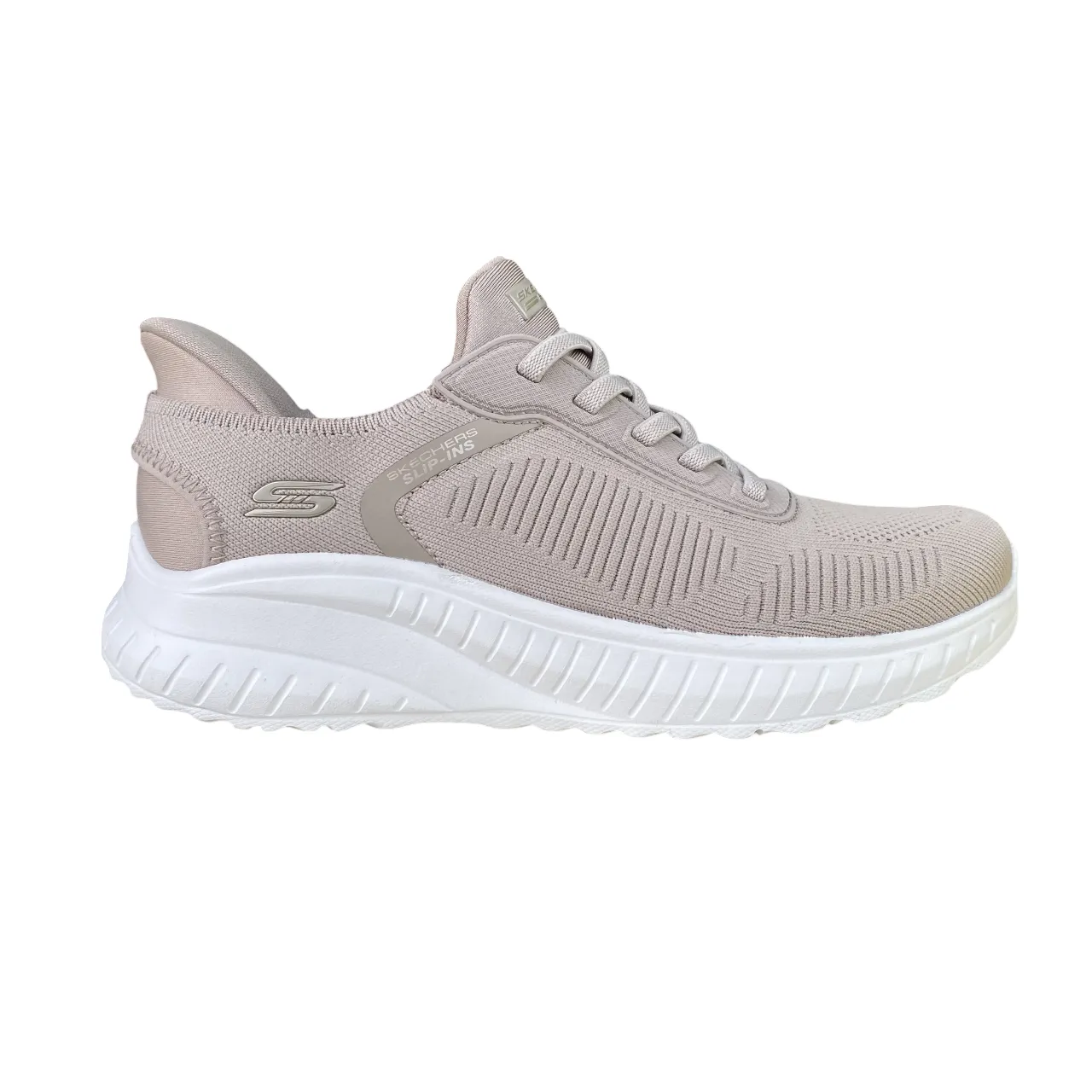 Skechers scarpa sneakers da donna Slip-ins BOBS Sport Squad Chaos 117497/TPE tortora grassy track running shoes Anti Blister Collar