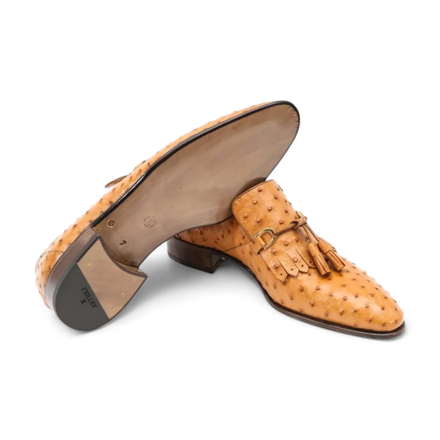 Artioli Enzo Men's Shoes Exotic Ostrich Tassels Loafers (ART1042)