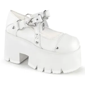 ASHES-33 DemoniaCult White Vegan Leather Sexy Women's Heels & Platform Shoes (Alternative Footwear)