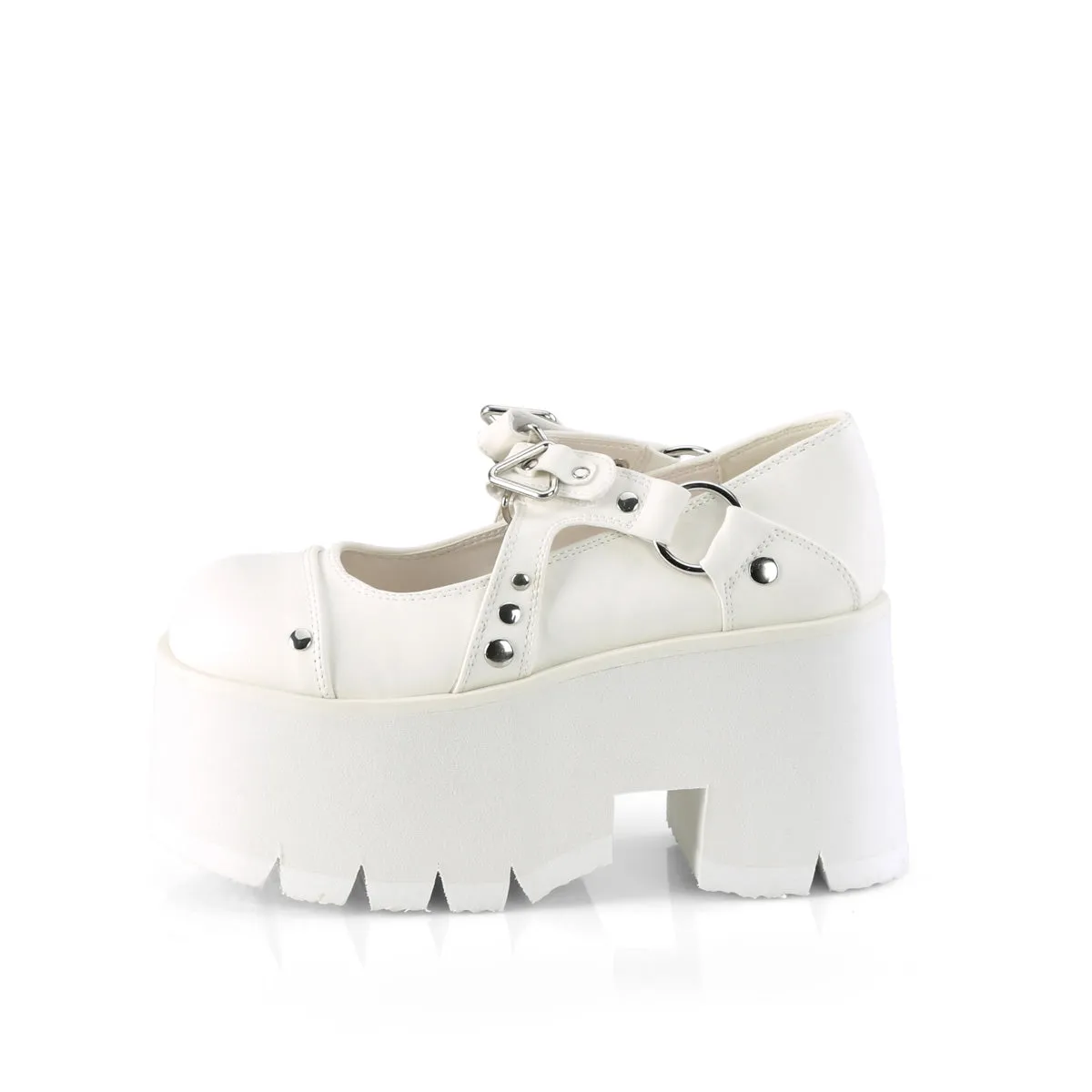 ASHES-33 DemoniaCult White Vegan Leather Sexy Women's Heels & Platform Shoes (Alternative Footwear)