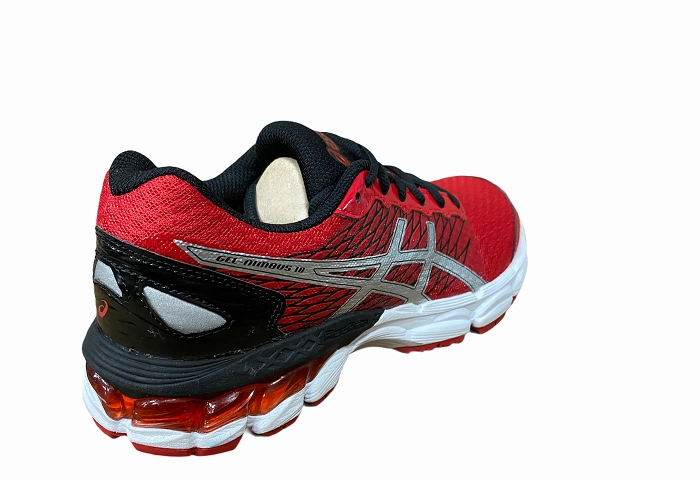 Asics scarpa da corsa per ragazzi Gel Nimbus 18 C600N 2393 rosso-argento-nero sandy beaches Lightweight TPU Frame