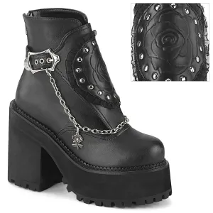 ASSAULT-55 Alternative Footwear Demoniacult Women's Ankle Boots Black Vegan Leather