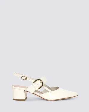 ASTEN SLINGBACK HEELS IVORY LEATHER