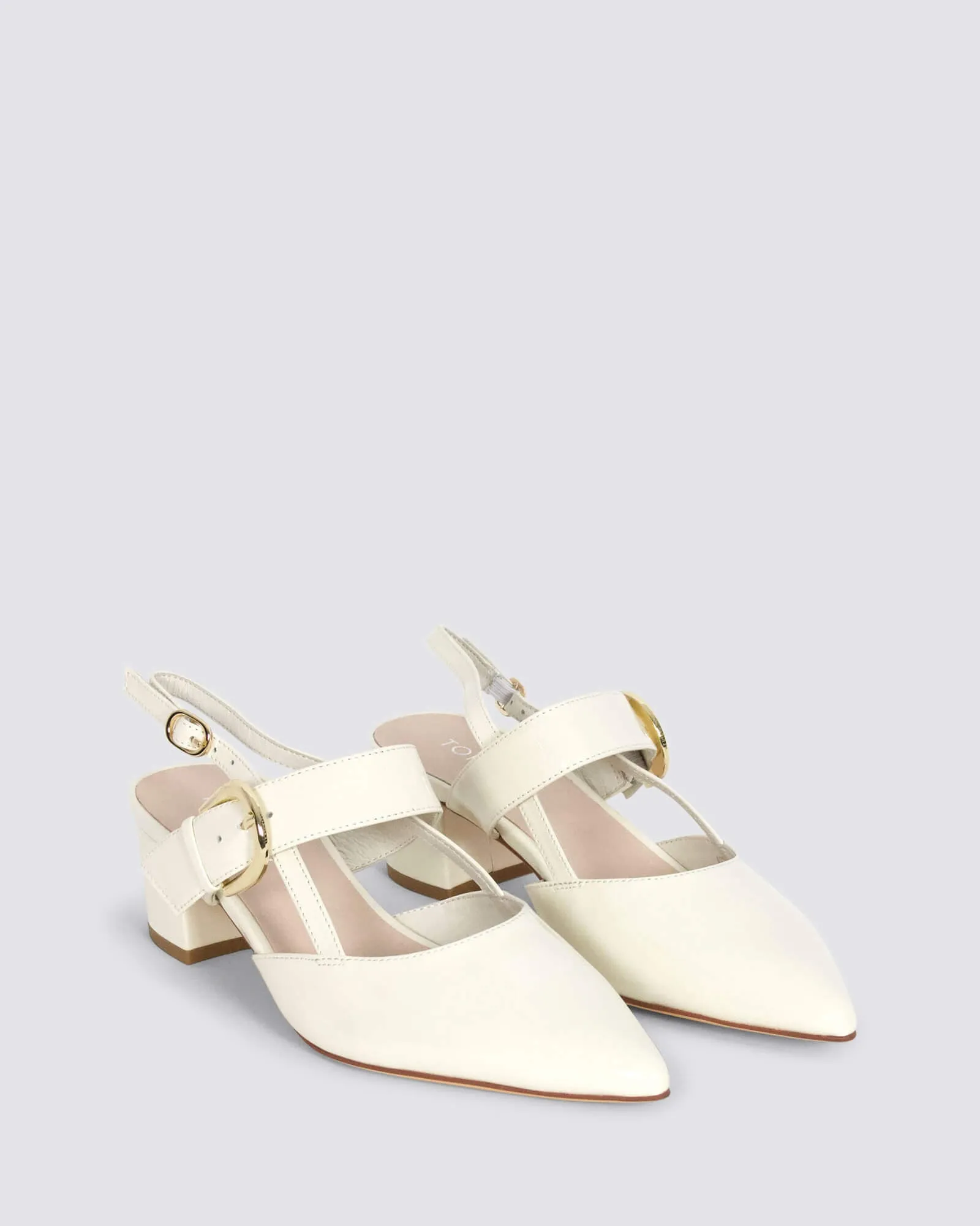 ASTEN SLINGBACK HEELS IVORY LEATHER