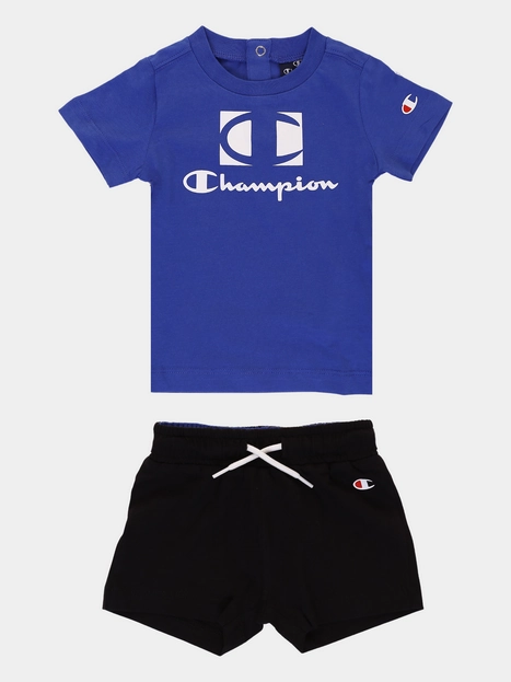 Garment Dyed Technique Champion completino da Bimbo Legacy American Classic maglietta manica corta e pantaloncino 306379 BS071 ETR bluette