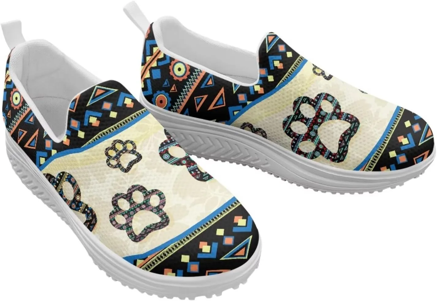 Aztec Tribal Women Fashion Loafers Stylish Slip On Shoes Vintage Dressy Sneaker Walking Slip Resistance