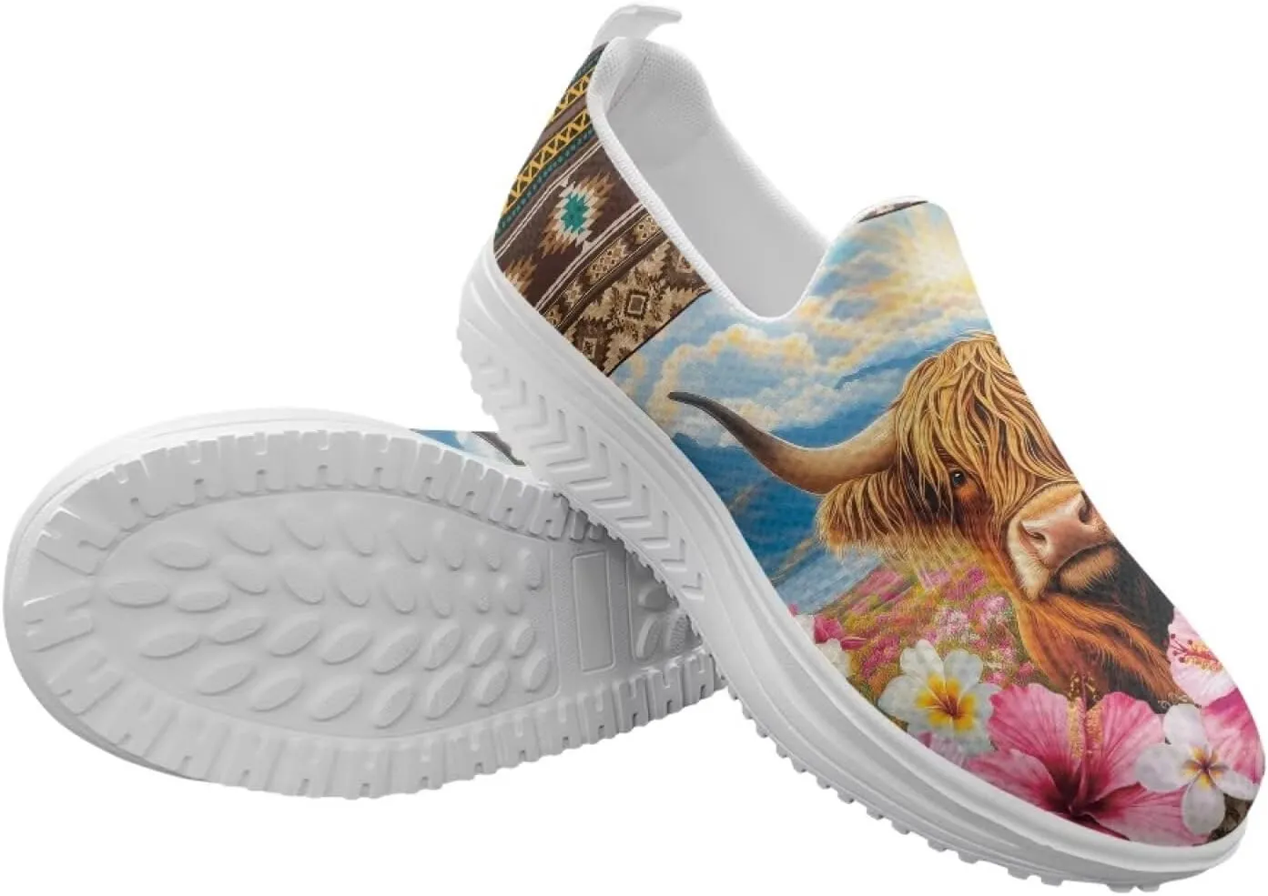 Aztec Tribal Women Fashion Loafers Stylish Slip On Shoes Vintage Dressy Sneaker Walking Slip Resistance