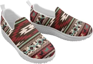 Aztec Tribal Women Fashion Loafers Stylish Slip On Shoes Vintage Dressy Sneaker Walking Slip Resistance