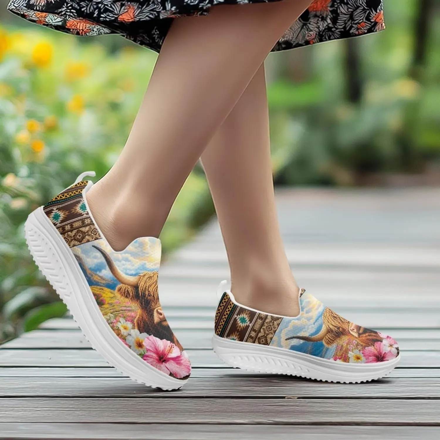 Aztec Tribal Women Fashion Loafers Stylish Slip On Shoes Vintage Dressy Sneaker Walking Slip Resistance