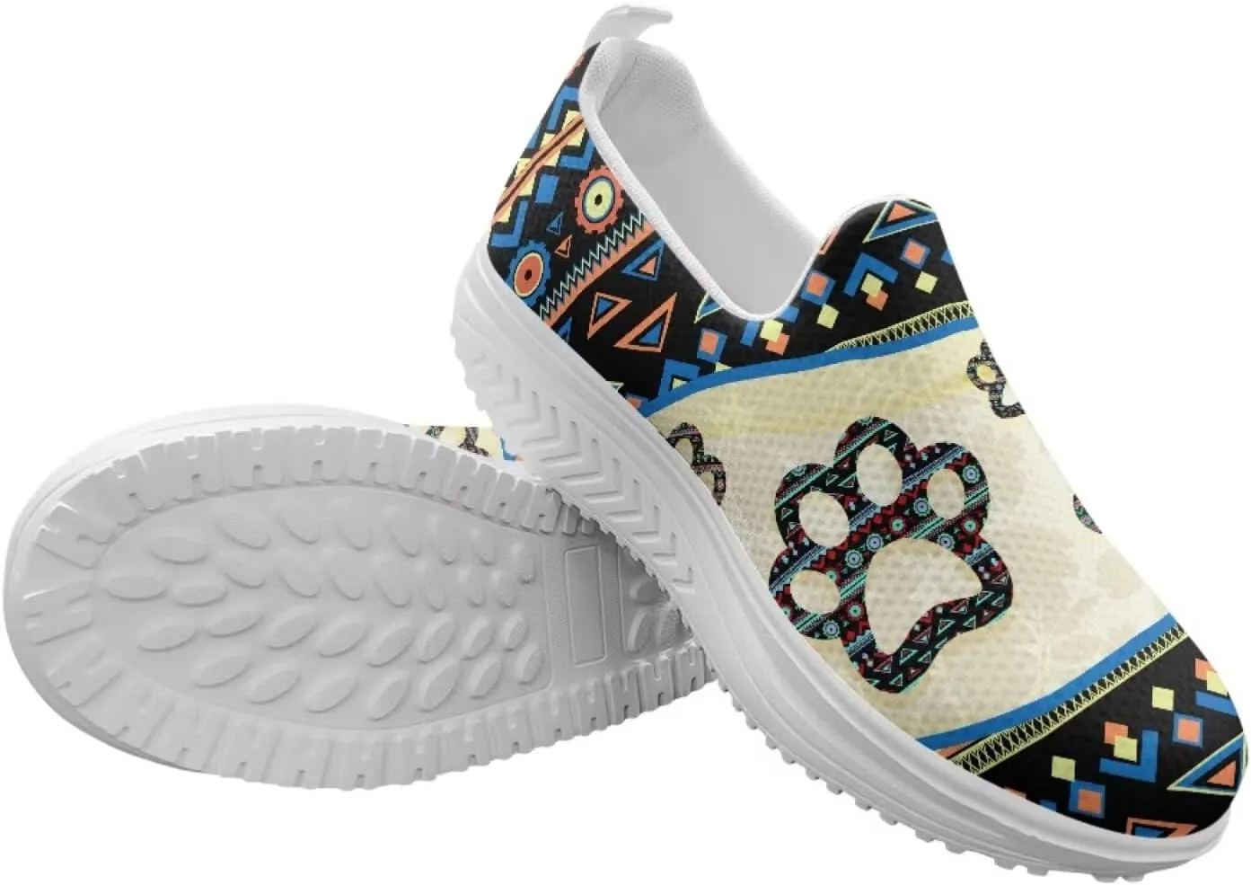 Aztec Tribal Women Fashion Loafers Stylish Slip On Shoes Vintage Dressy Sneaker Walking Slip Resistance