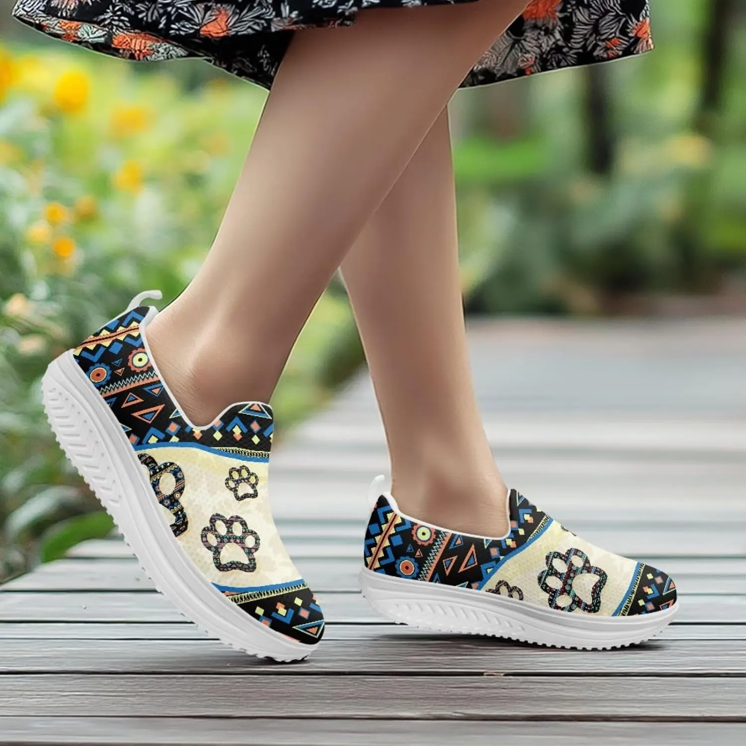 Aztec Tribal Women Fashion Loafers Stylish Slip On Shoes Vintage Dressy Sneaker Walking Slip Resistance