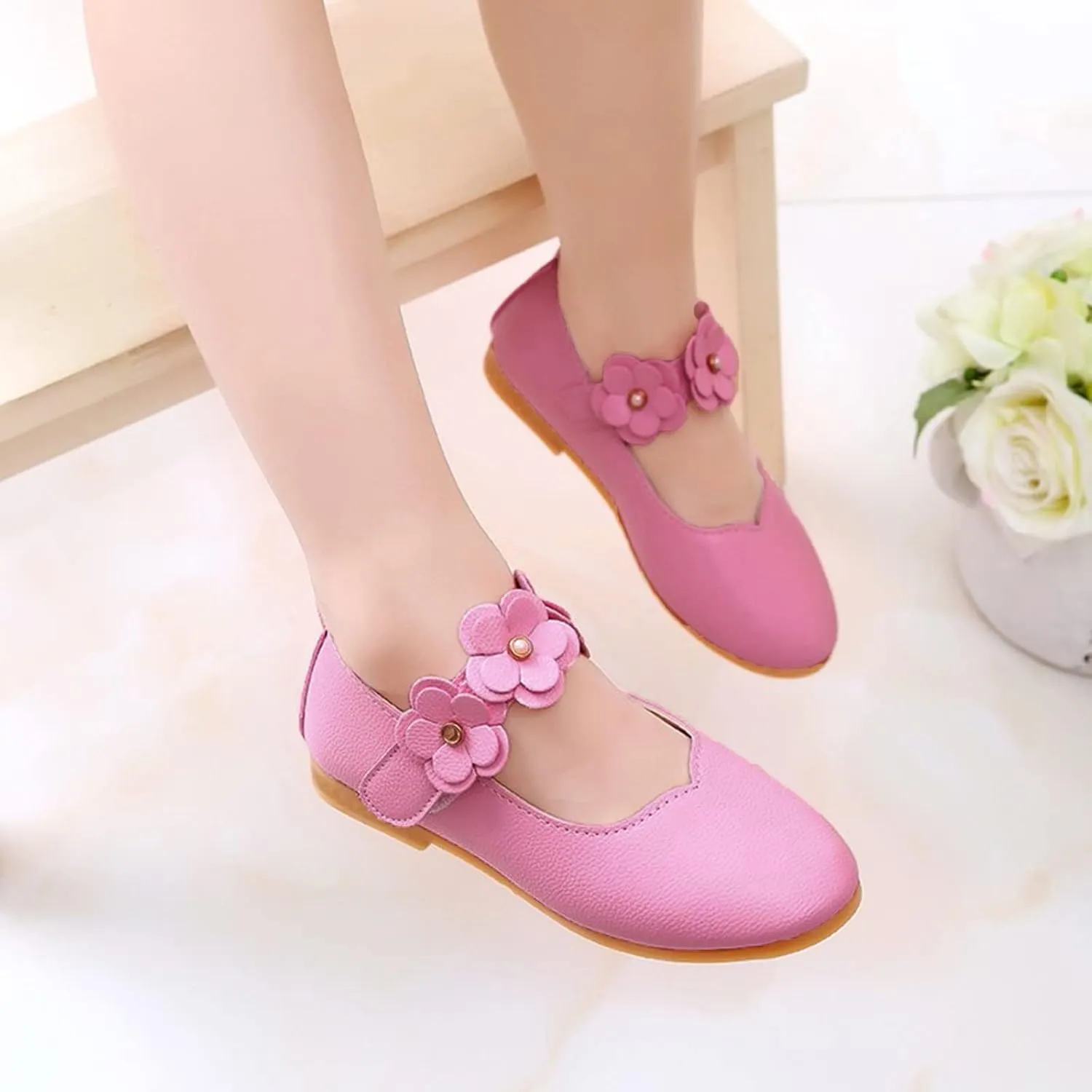 Baby-Girls and Toddler Closed Toe Mary Jane Flat Little/Big Kids Casual Flower Ballet Flat niform tyle