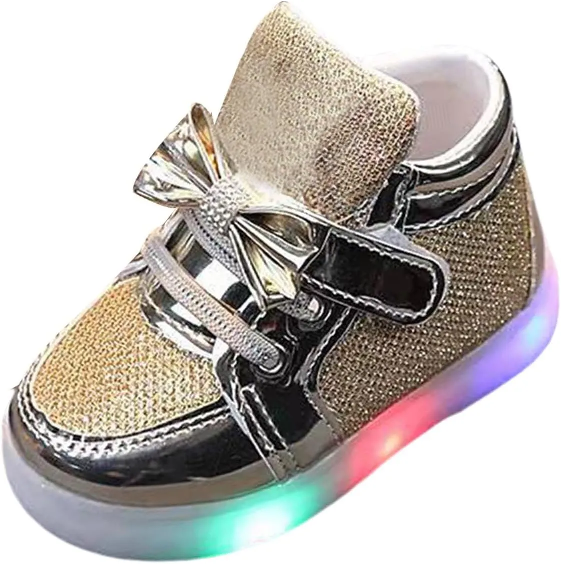 Baby Toddler Boys Girl Led Light Up Casual Shoes 1‐7 Years Kids 𝗖artoon Rabbit Luminous Bow Sport Shoes Sneakers