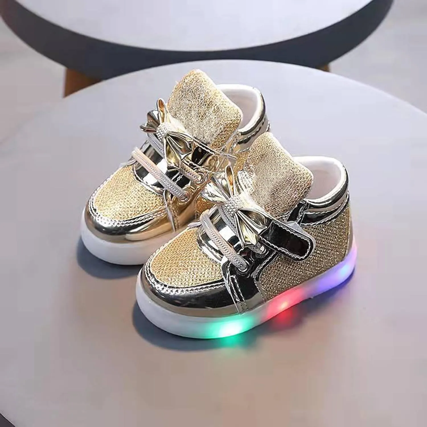 Baby Toddler Boys Girl Led Light Up Casual Shoes 1‐7 Years Kids 𝗖artoon Rabbit Luminous Bow Sport Shoes Sneakers