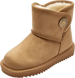Balabala Little Girls' and Boys Warm Winter Snow Boots, Comfortable Velcro Mid Calf Fur Snow Boots For Kids Toddlers