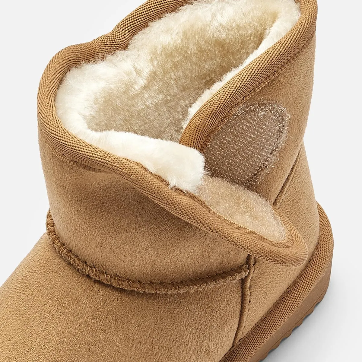 Balabala Little Girls' and Boys Warm Winter Snow Boots, Comfortable Velcro Mid Calf Fur Snow Boots For Kids Toddlers