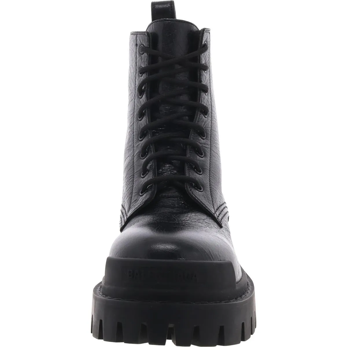 Balenciaga Womens Strike Leather Lace Up Combat & Lace-Up Boots