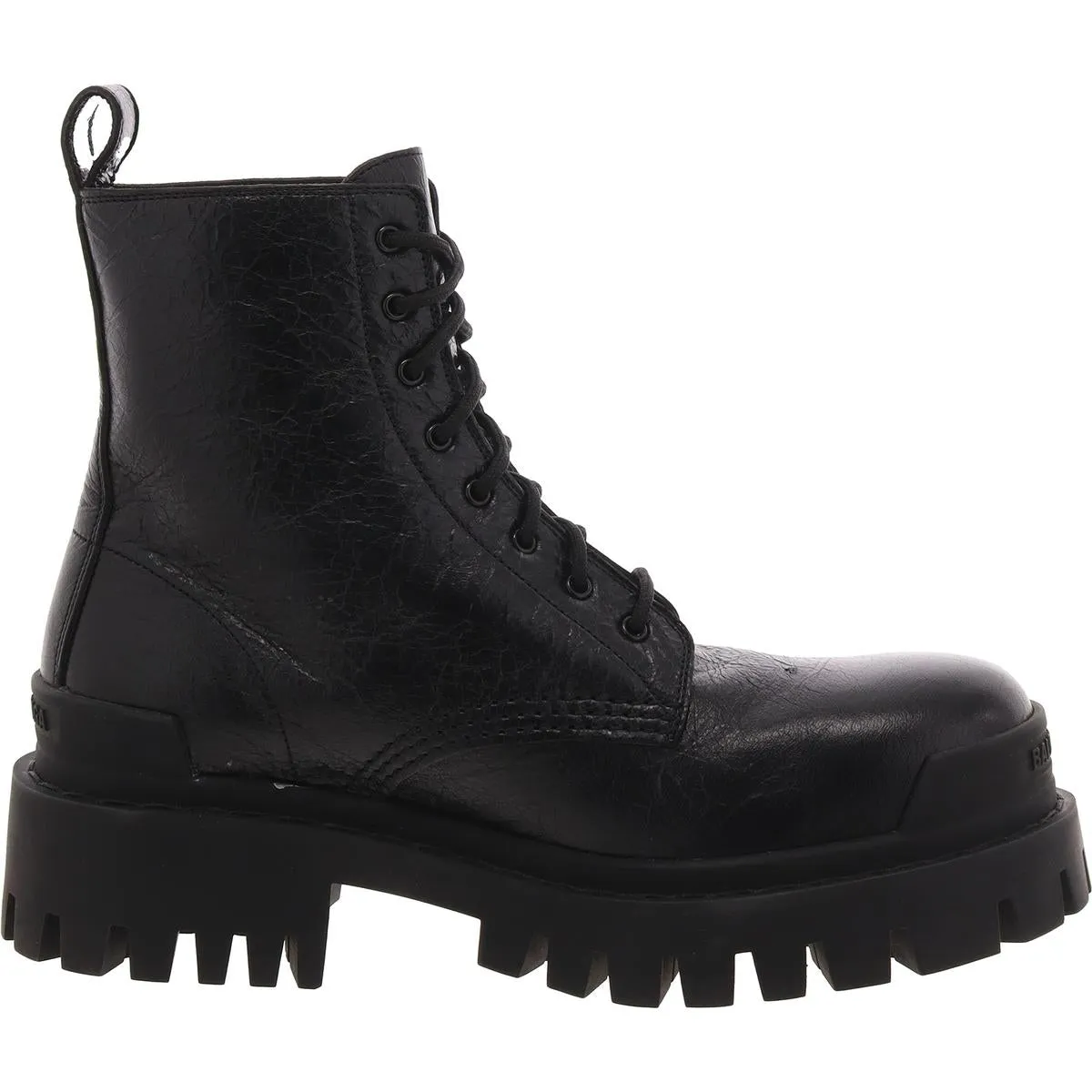 Balenciaga Womens Strike Leather Lace Up Combat & Lace-Up Boots