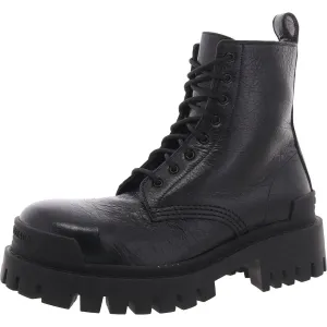 Balenciaga Womens Strike Leather Lace Up Combat & Lace-Up Boots