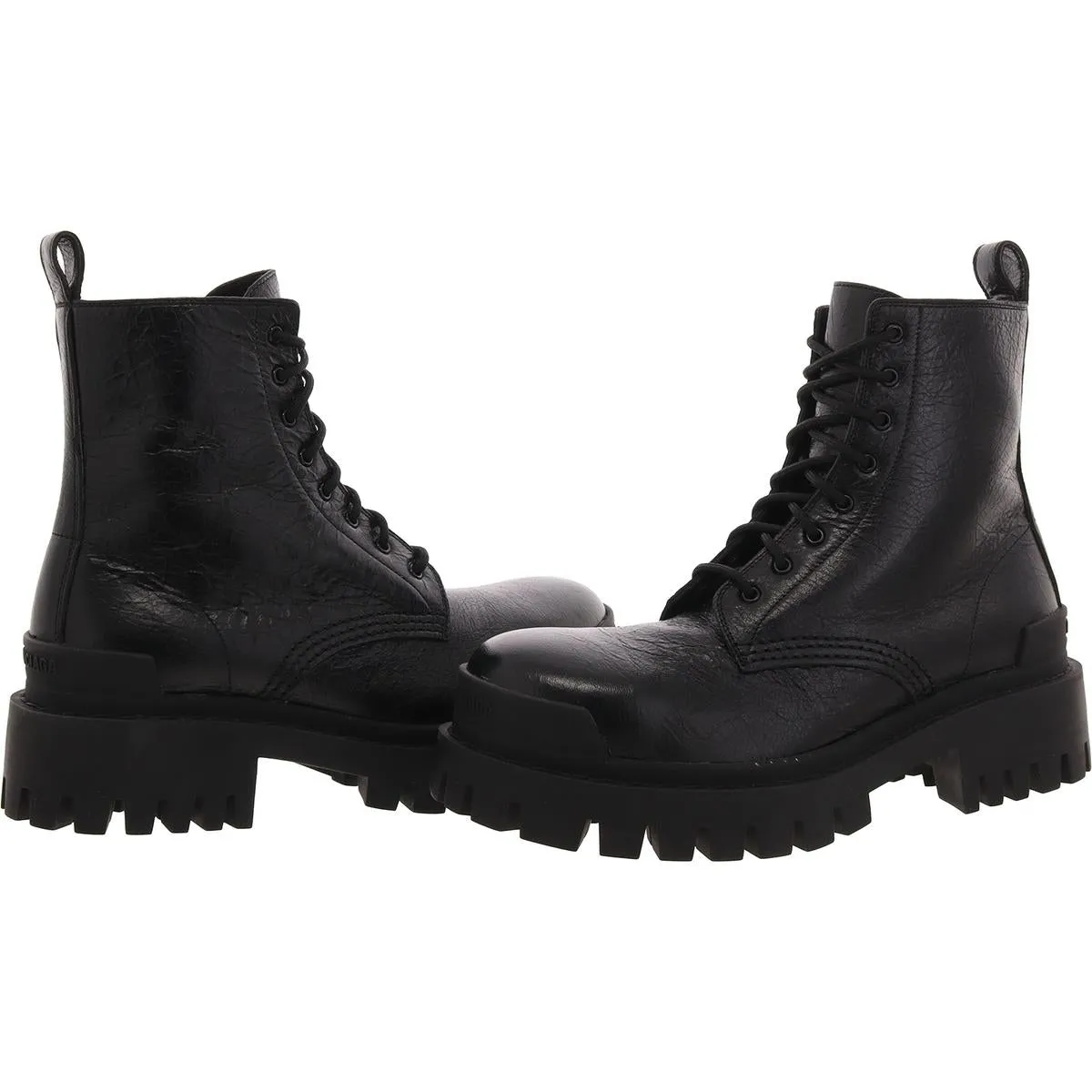 Balenciaga Womens Strike Leather Lace Up Combat & Lace-Up Boots