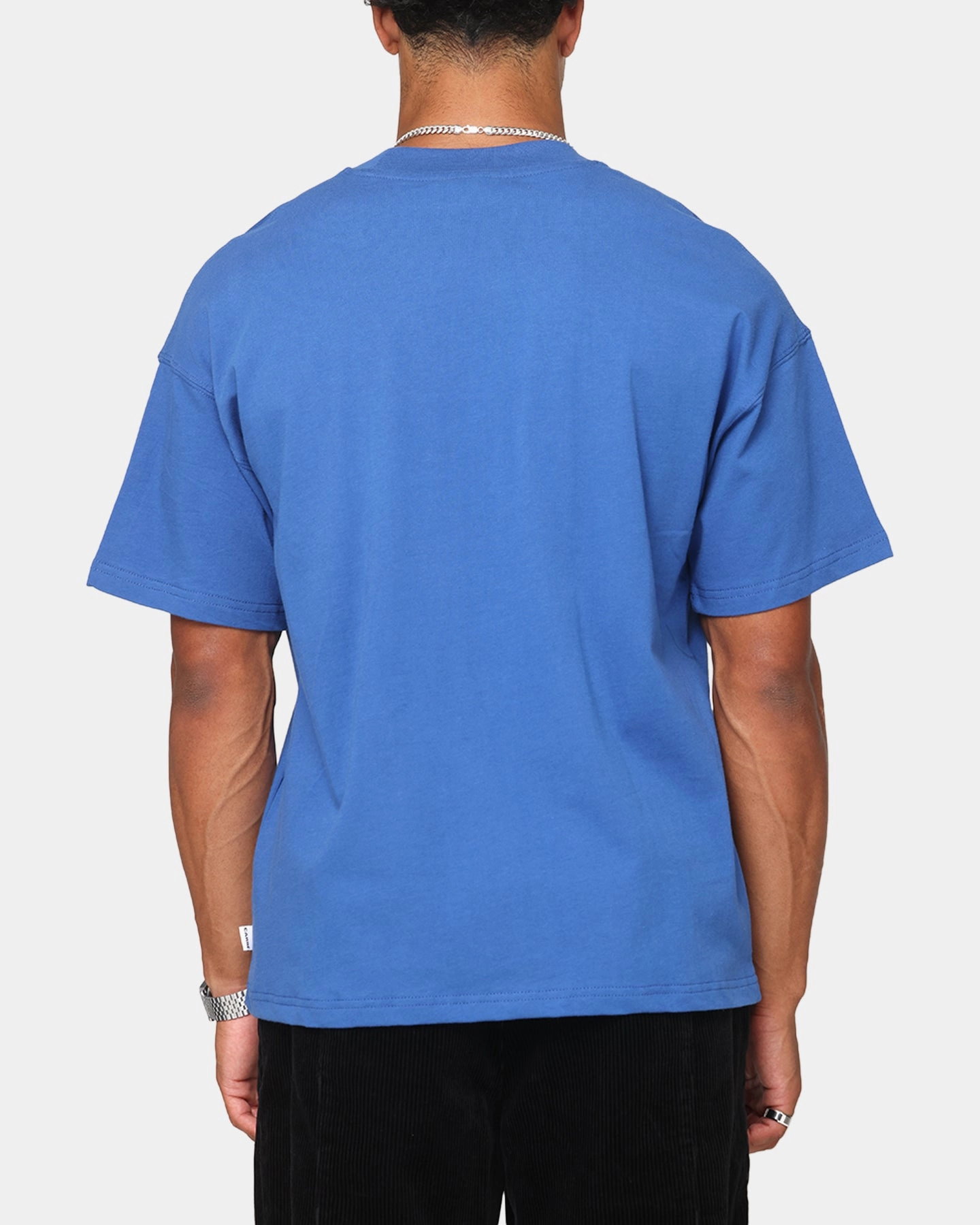 Seasonal Comfort Style Fit For All Carre Floral Pocket Oversized T-Shirt Blue