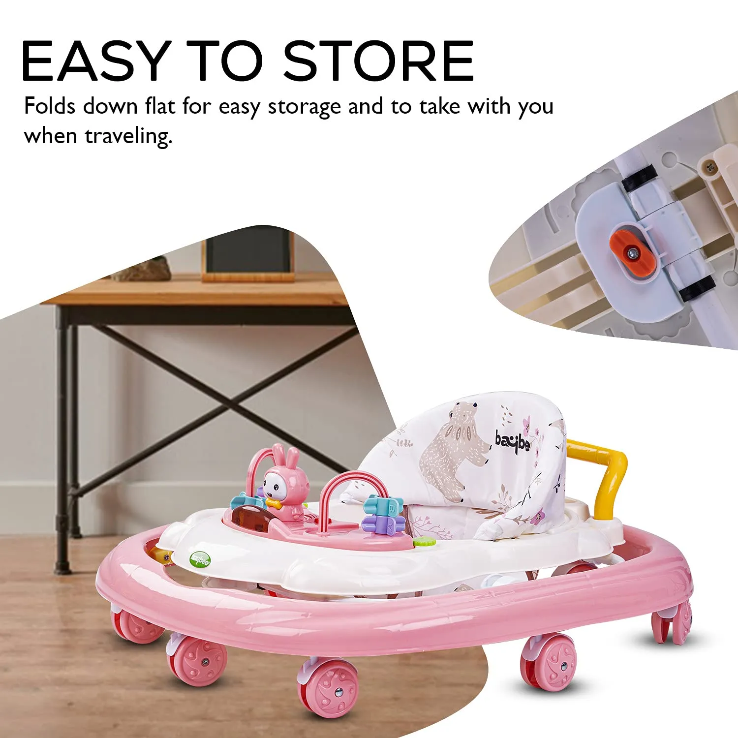 Baybee Bizzy Baby Walker for Kids with 3 Position Adjustable Height