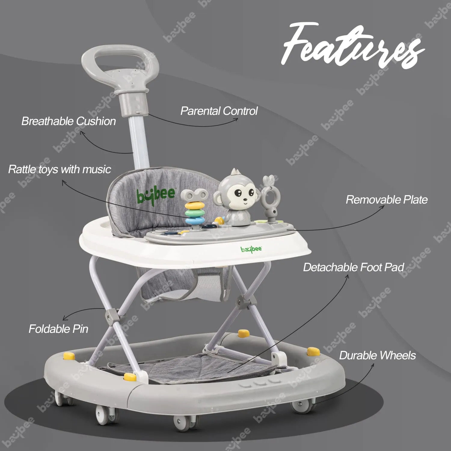 Baybee Twirly Baby Walker Cum Rocker Kids Walker for Babies with Adjustable Height