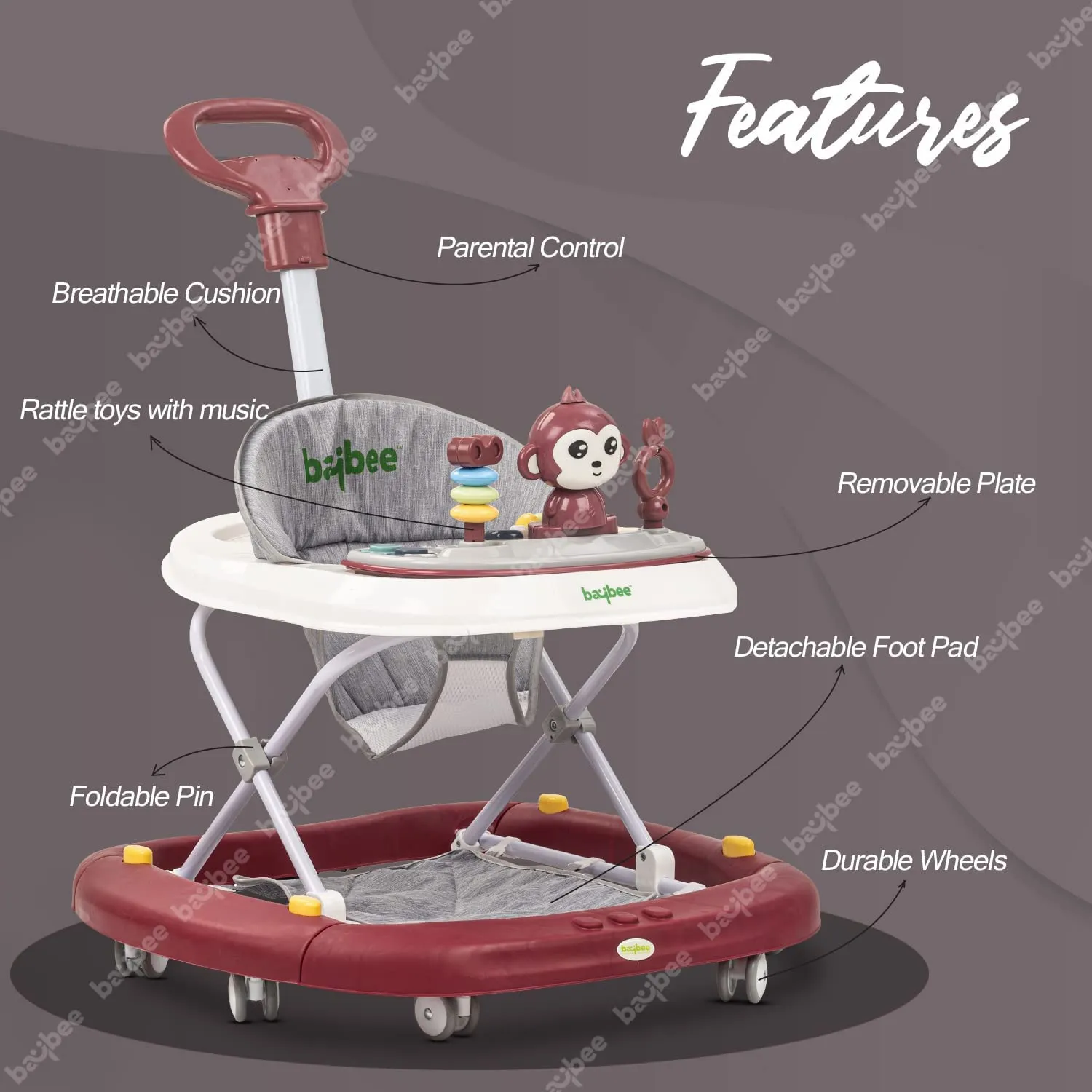Baybee Twirly Baby Walker Cum Rocker Kids Walker for Babies with Adjustable Height