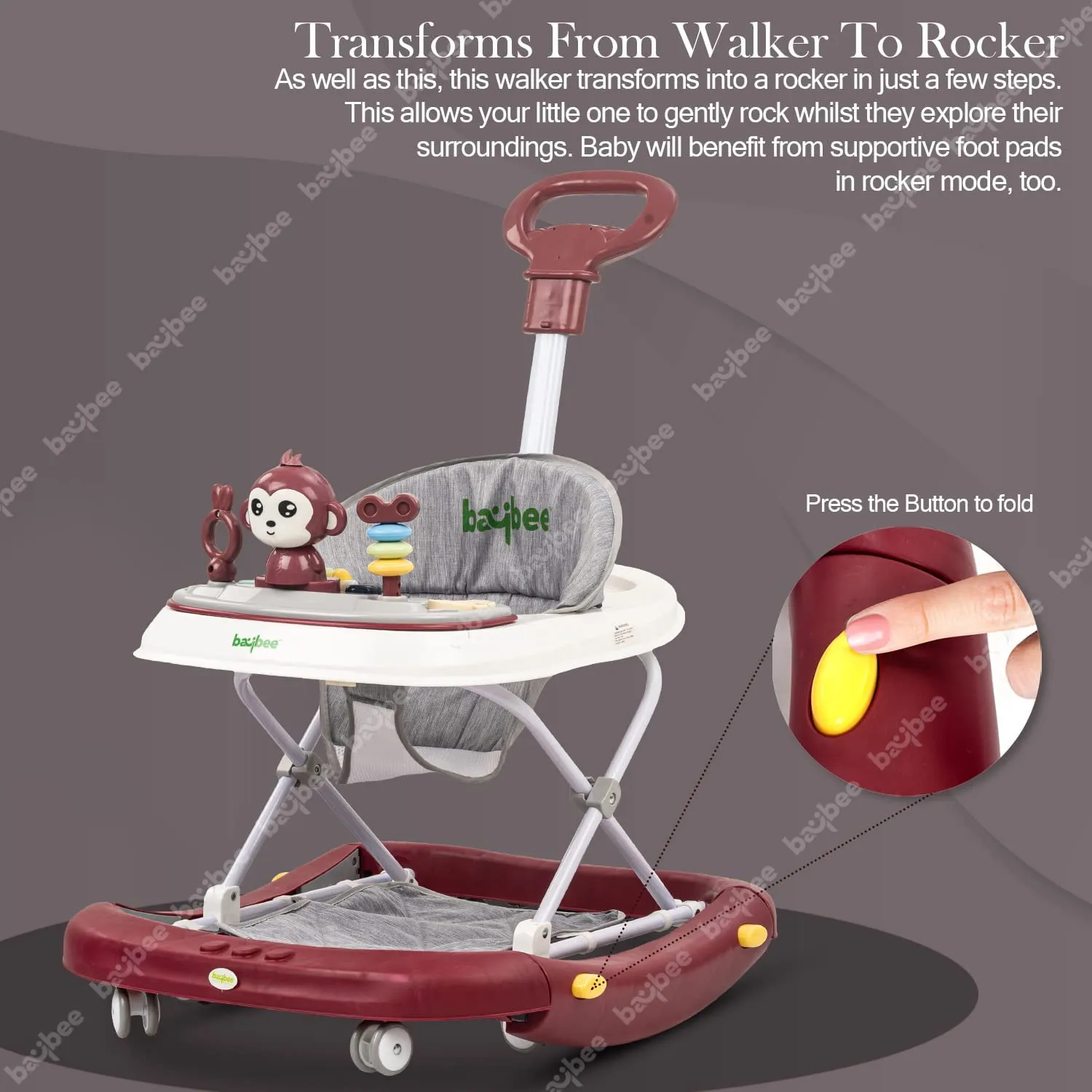 Baybee Twirly Baby Walker Cum Rocker Kids Walker for Babies with Adjustable Height