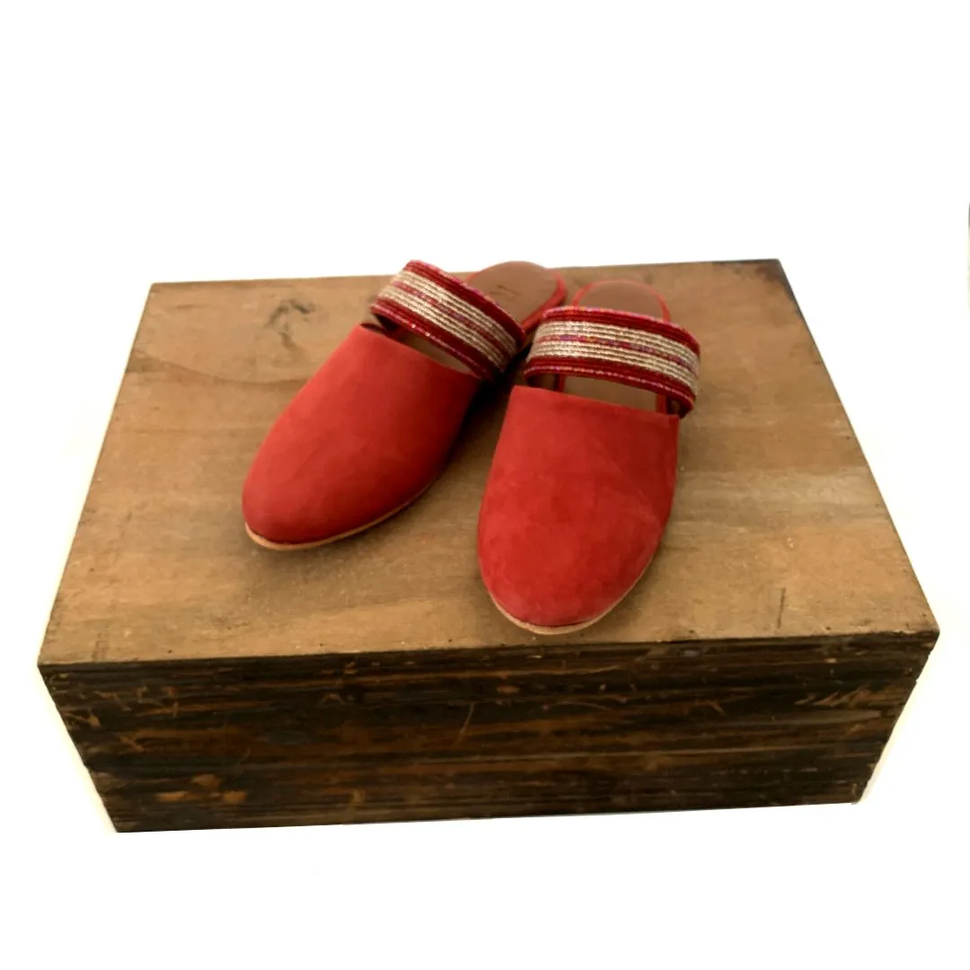 Beaded Mules - Raspberry