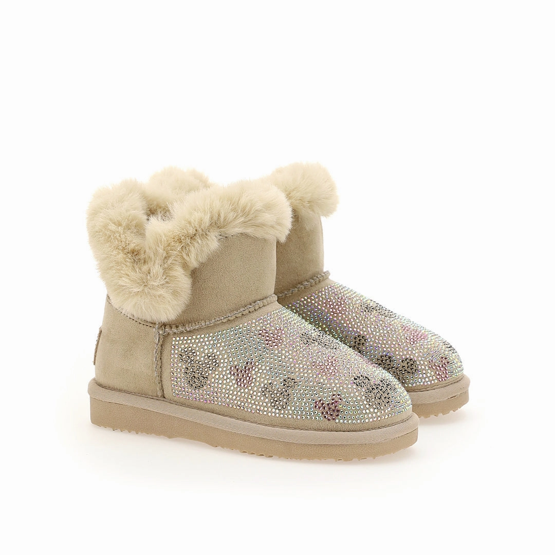Playground Ready Comfort Flex Beige Microstud Mickey Winter Boots