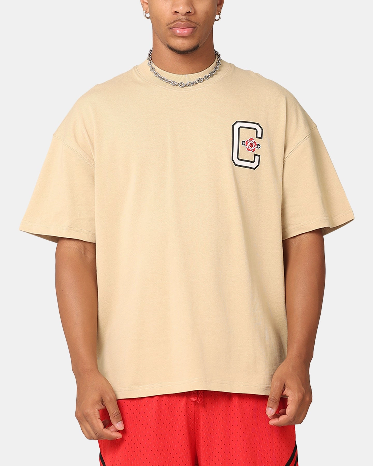 Ethically Sourced Cotton hypoallergenic material Carre Rose Oversized T-Shirt Stone