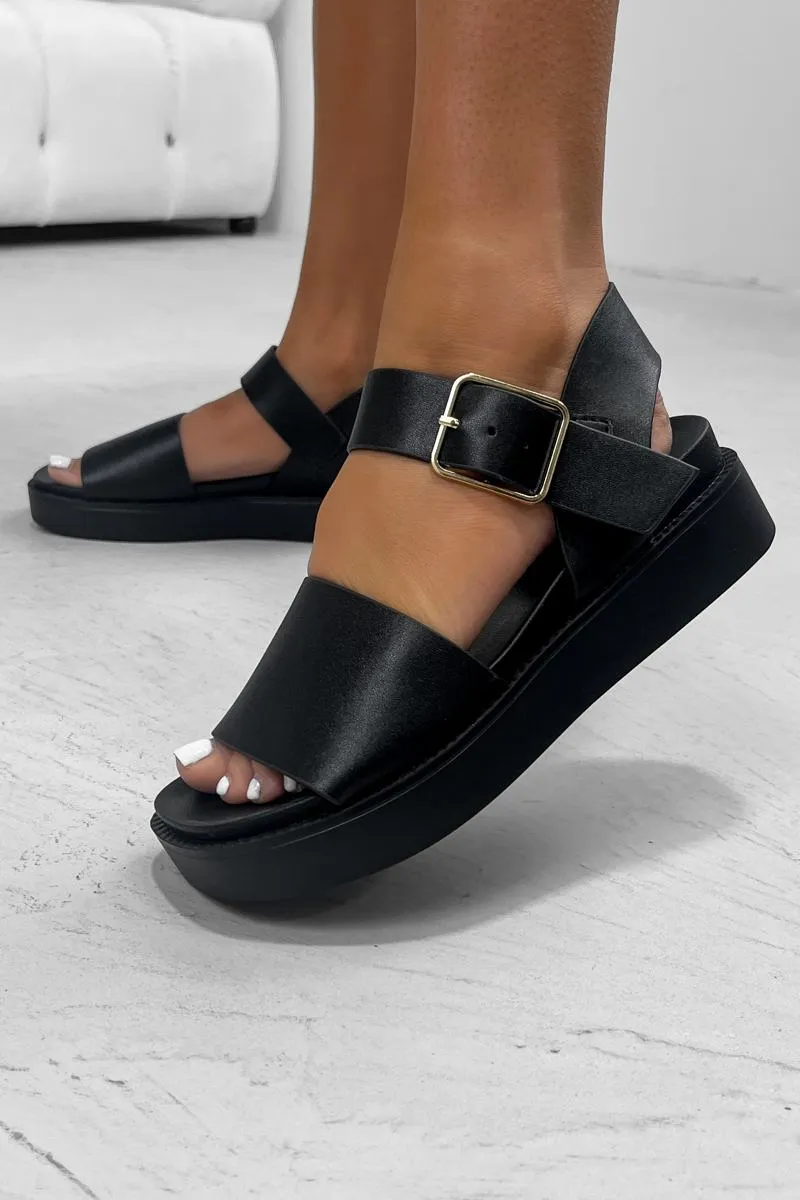 BETHAN Chunky Buckle Sandals - Black