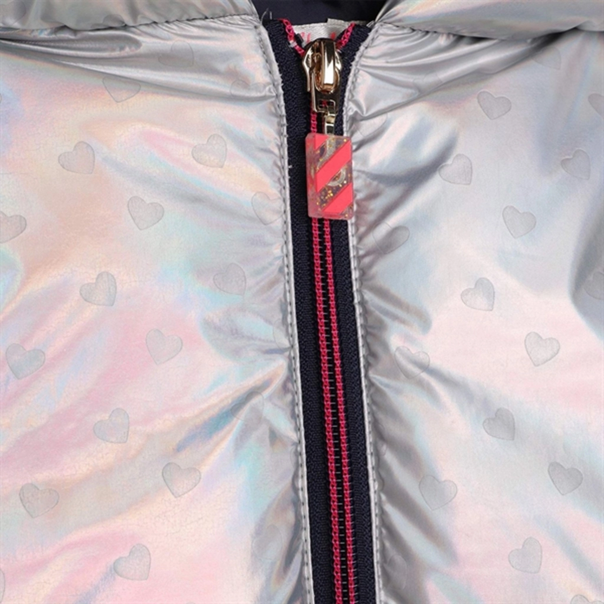 FullLengthZip Billieblush Lame Silver Puffer Jacket