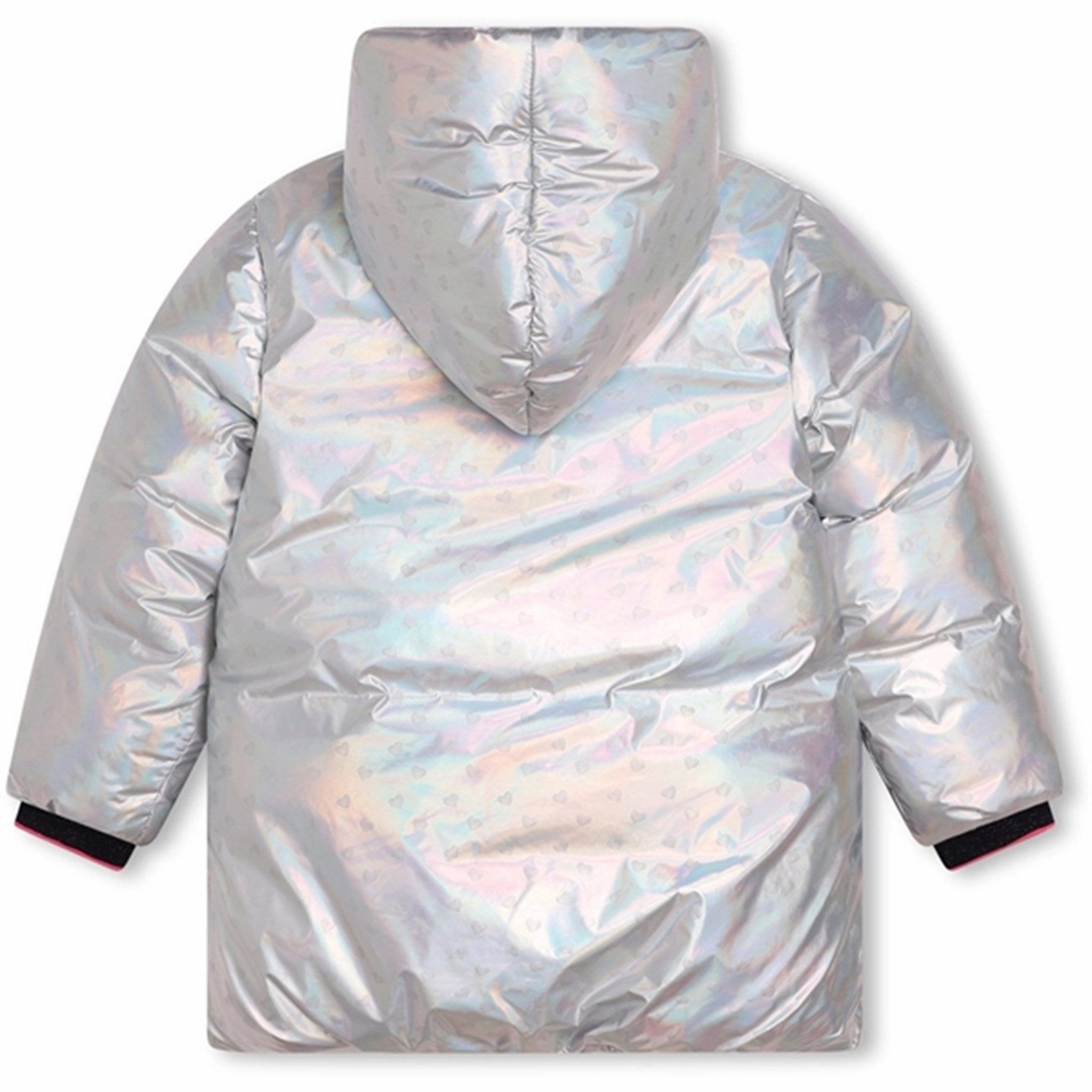 Billieblush Lame Silver Puffer Jacket Hooded style MultiPocket Configuration