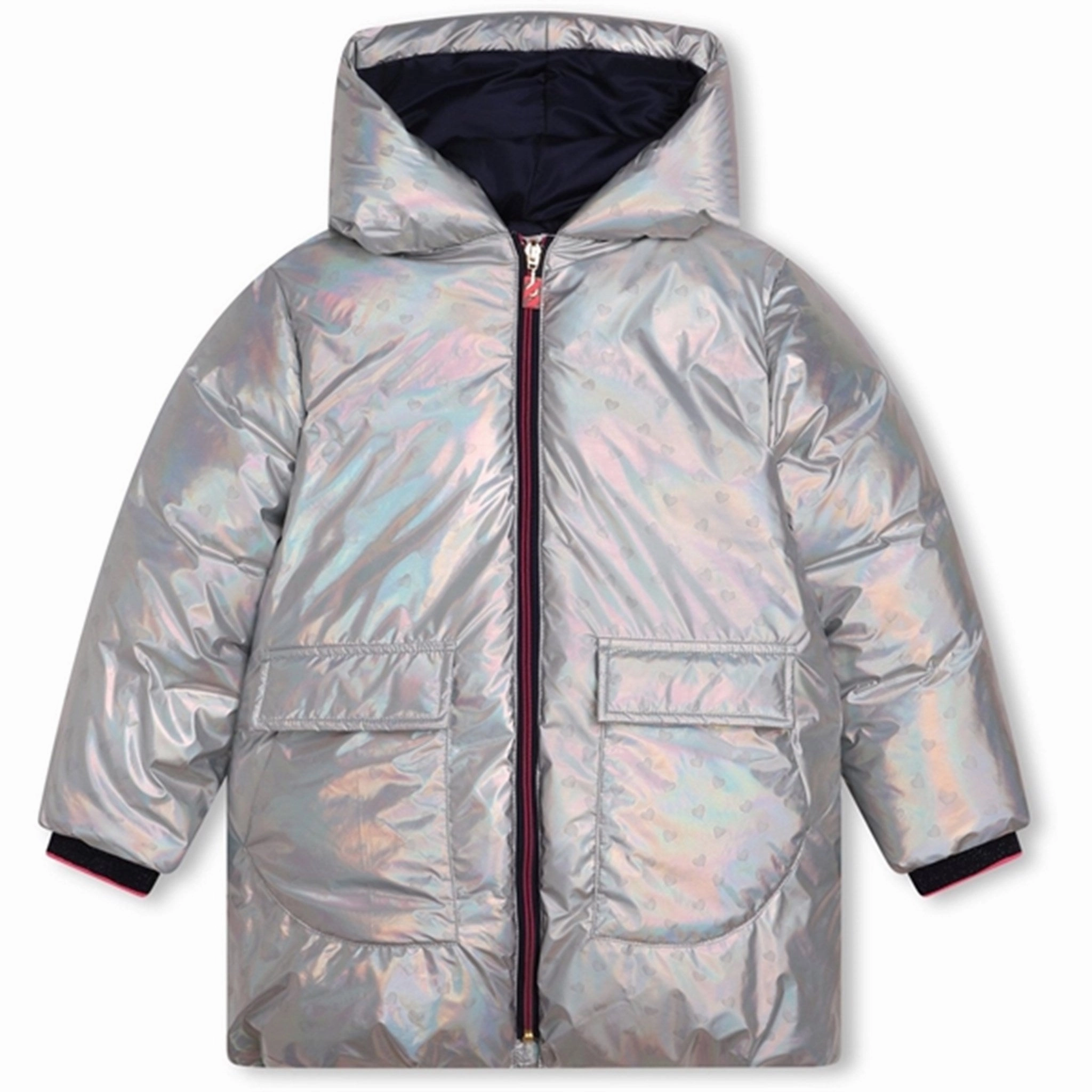 Adjustable Hood System Shrink Resistant Treatment Billieblush Lame Silver Puffer Jacket