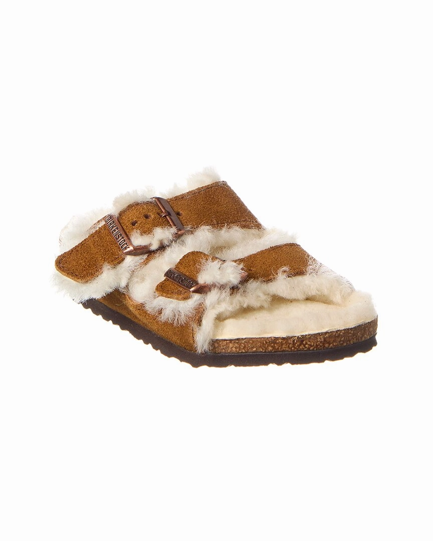 Birkenstock Arizona Narrow Suede & Shearling Sandal Traction Lug Configuration Cushioned durability