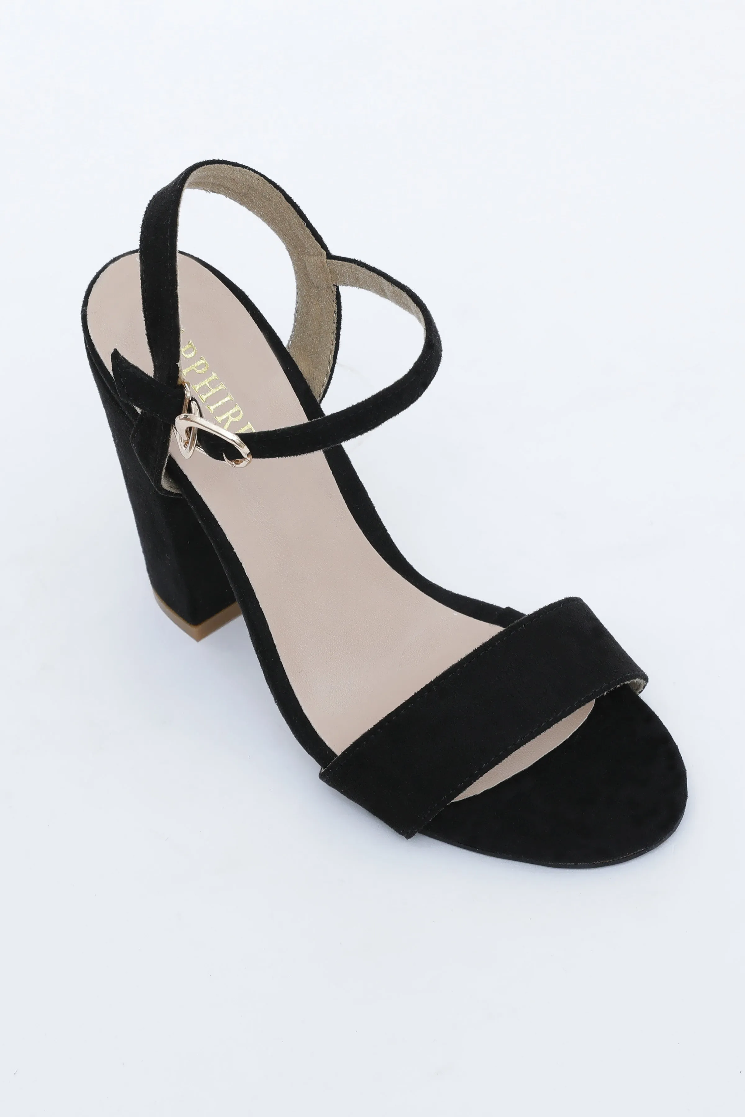 Black Strap Block Heel
