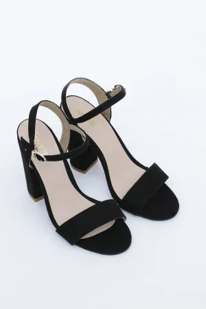 Black Strap Block Heel