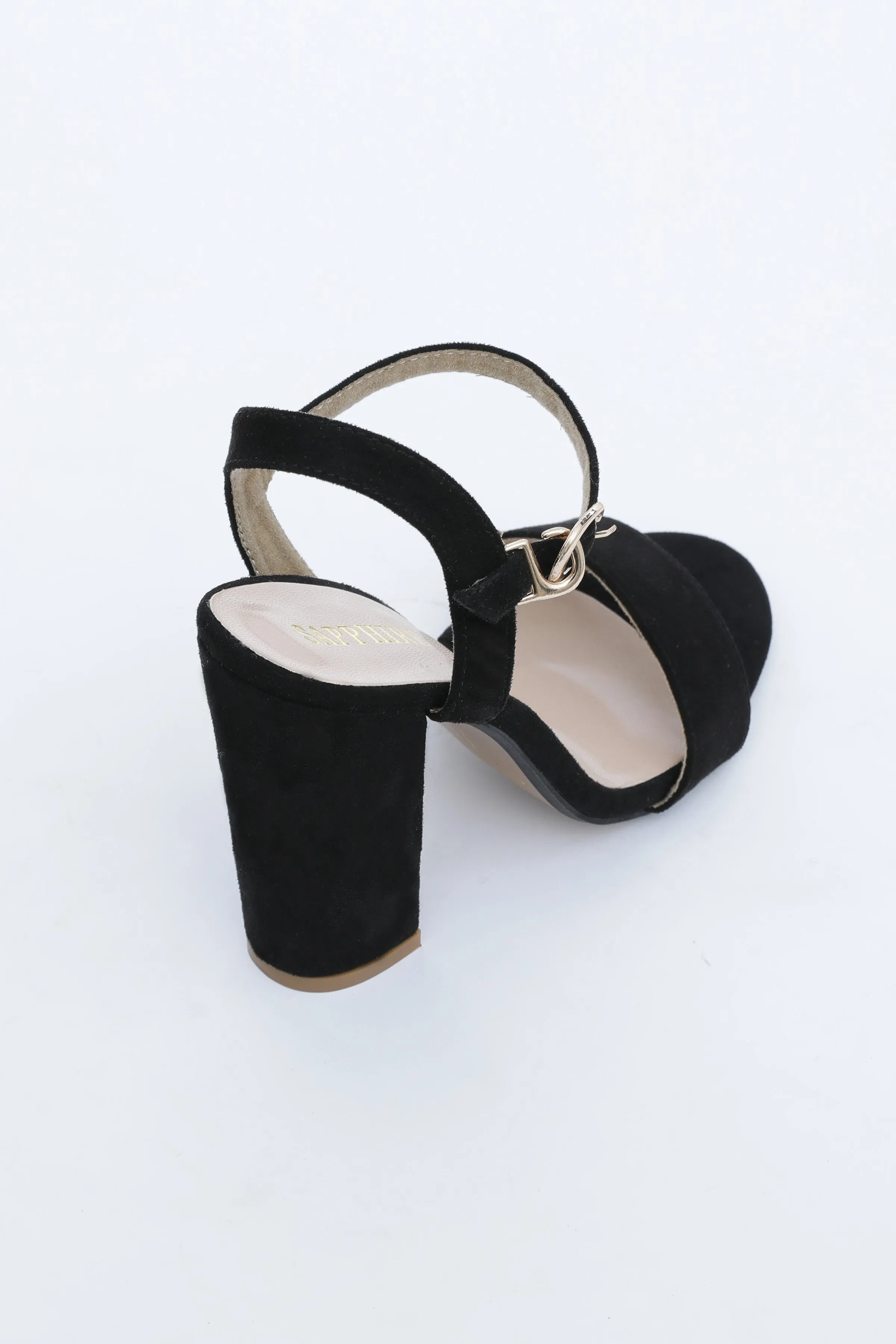 Black Strap Block Heel