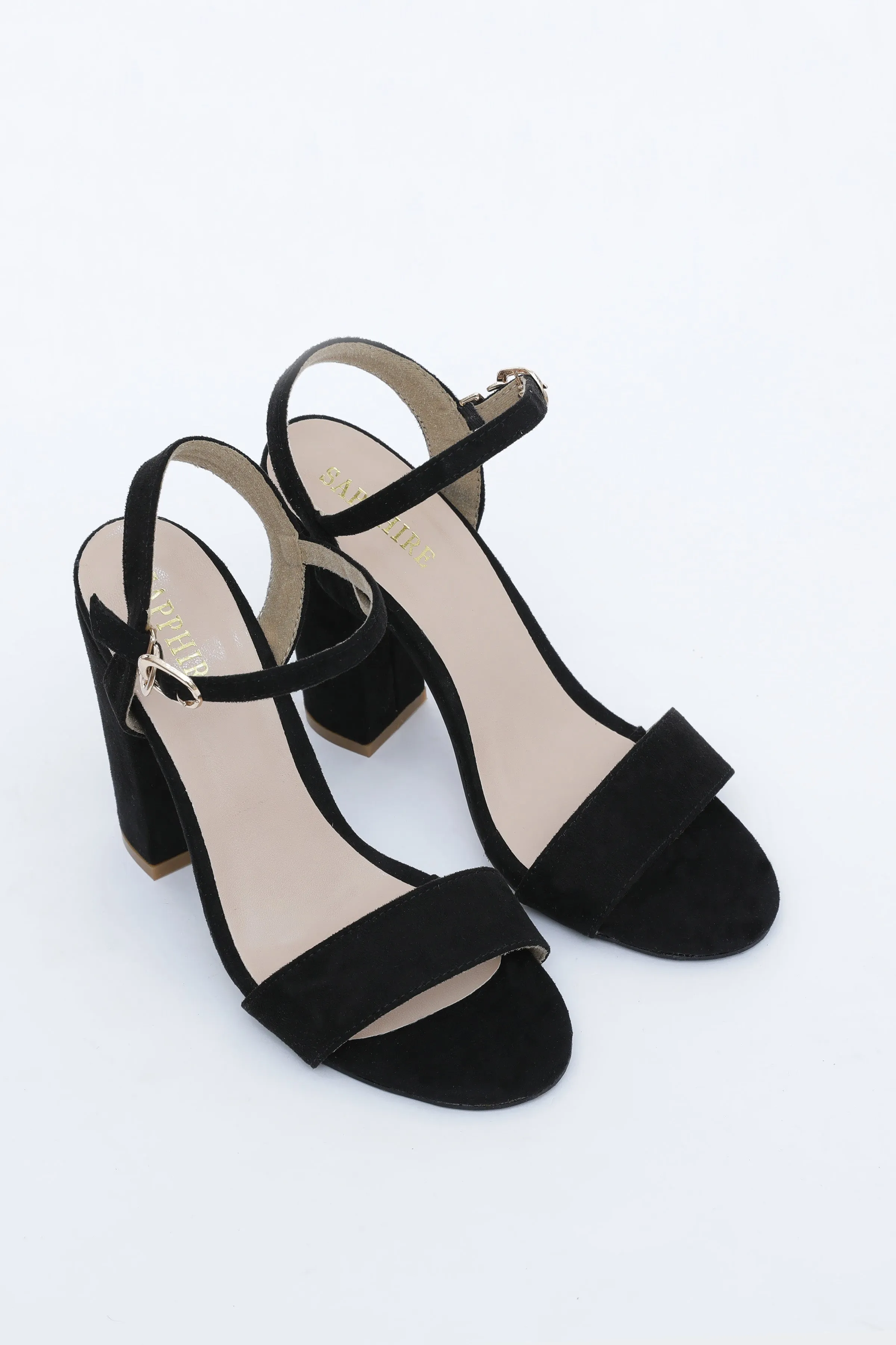 Black Strap Block Heel