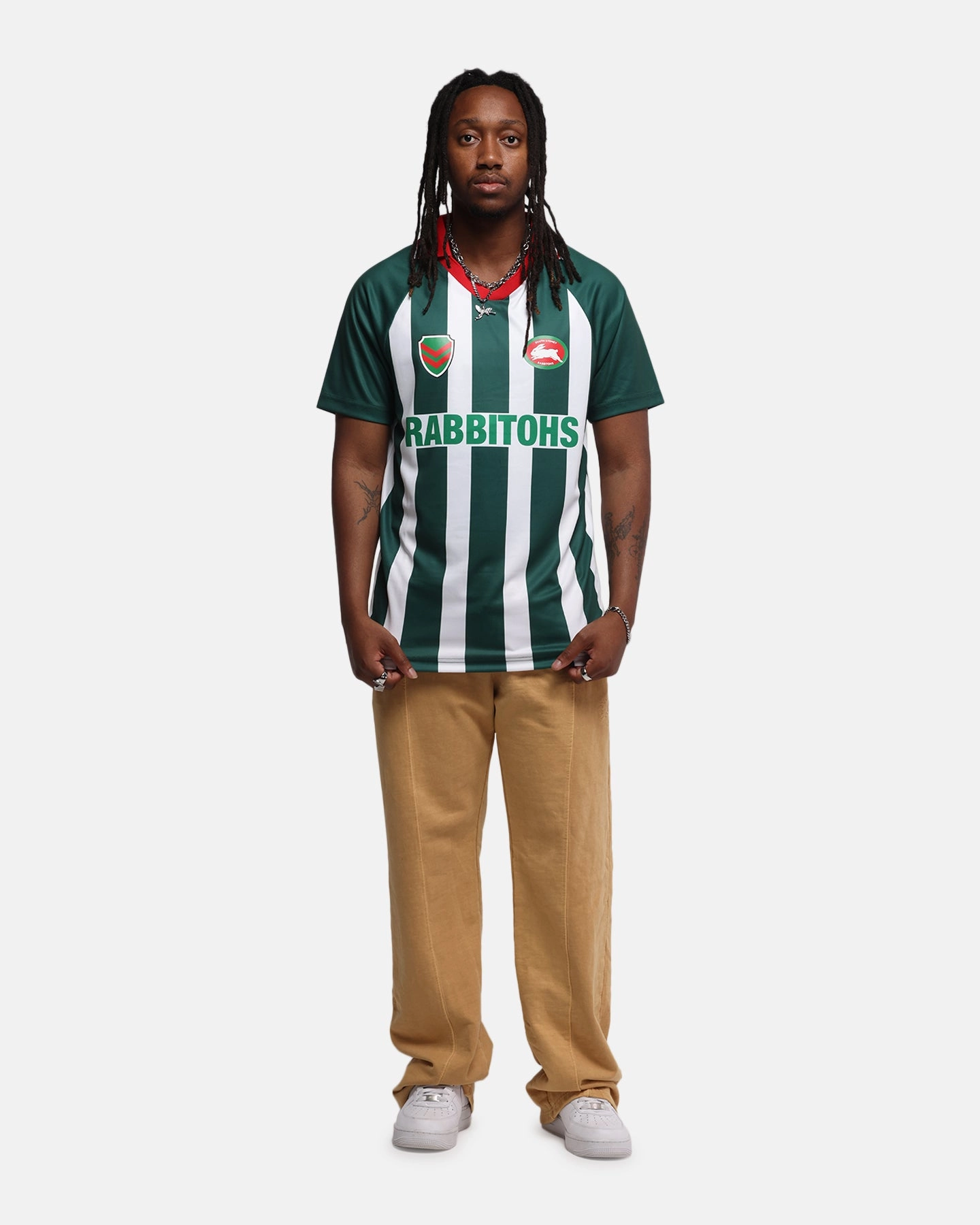 Bleacher Athletic South Sydney Rabbitohs NRL 1908 Collared T-Shirt Official Team Colour Wicking Fiber Technology