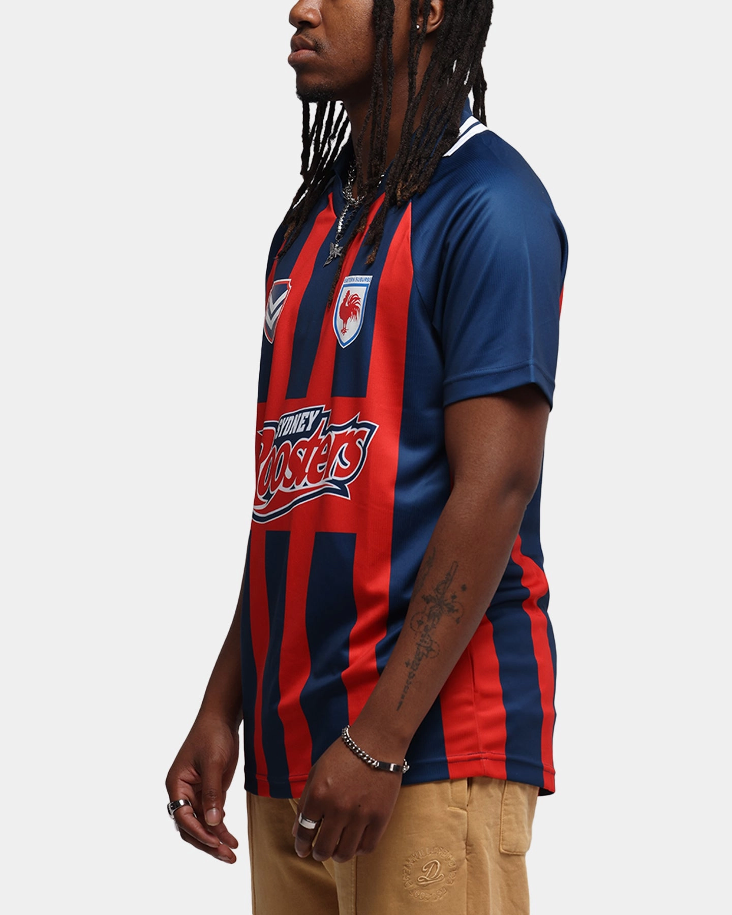 Thermoregulating Fabric Anti Pill Finish Bleacher Athletic Sydney Roosters NRL 1908 Collared T-Shirt Official Team Colour