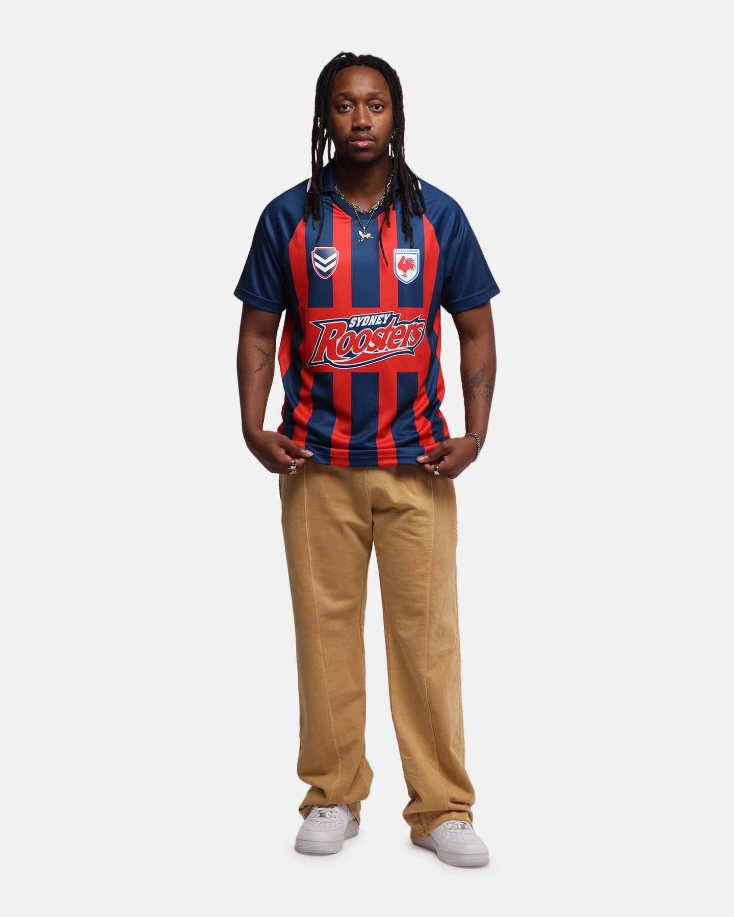 Street Fit Warm Up Bleacher Athletic Sydney Roosters NRL 1908 Collared T-Shirt Official Team Colour